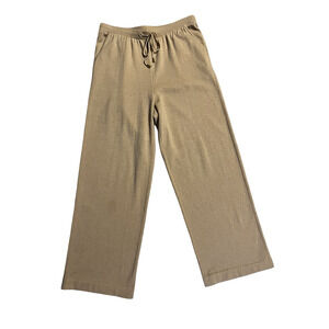 St John Pants Womens 12 Tan 100% Cashmere Knit Wide Leg Drawstring Lounge